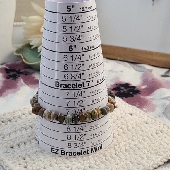 Ocean Jasper Chip Bracelet | Natural Gemstone Stretch Boho Healing Jewelry - Picture 6 of 7